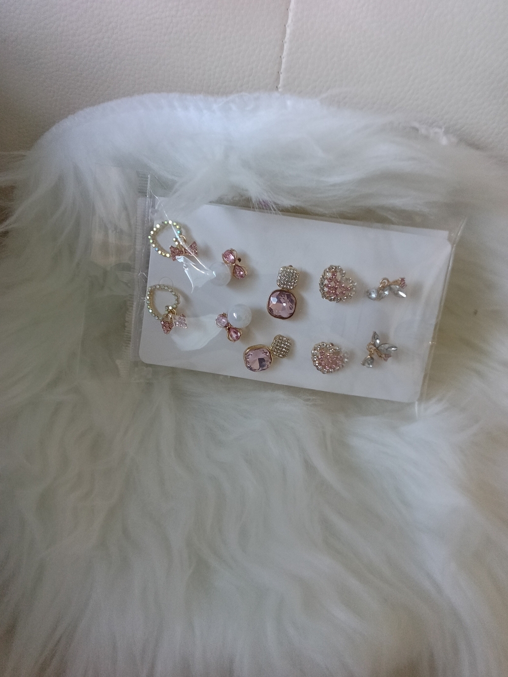 Set of Pink Fashion Earrings - 6 Pairs
